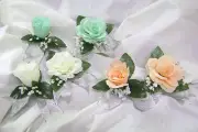 Mint~Peach~Ivory~Silver~Open Rose~Bud~Boutonniere~Corsage~Prom~Party~Quinceanera