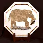 Octagon Marble Corner Table Top for Bar Elephant Pattern Inlay Work Coffee Table