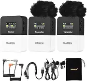 KT-W1-K2 One-Trigger-Two UHF Wirel Microphone System(2 Transmitters & 1 Receiver) Clip-on Mic 50M Transmission Rang Auto Pa g Real- ing Built-in Battery 3.5mm Plug for Multicolor600 One-Trigger-Two