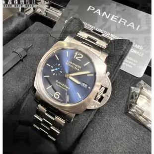二手 PANERAI 沛納海 PAM01028 三日鍊新款藍色小秒針 不鏽鋼藍面 n0908