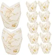 FELTECHELECTR 50pcs Tulip Cupcake Paper Liners Greaseproof Muffin Cups for Elegant Baking for Weddings Birthdays and Parties Food Contact Safe Non Fading Design