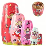 Nesting Dolls,Russian Nesting Dolls Sets,Russian Do-lls,Wooden Handmade Matryoshka Do-lls,Stacking Do-lls,Wooden Do-lls,Cute Cartoon Nes-ting Do-lls,Angel Girls,Handmade Stacking Educational Learning