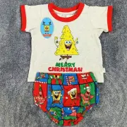 Peter Alexander Christmas Baby SpongeBob Squarepants Pyjama Set Size 0 New