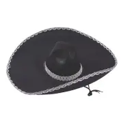 Adult'S Black Mariachi Sombreros, Apparel Accessories, 6 Pieces