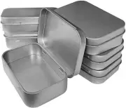 6 Pcs Metal Hinged Tin Box Container Mini 3.7'' X 2.3'' (6 Count), Silver