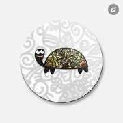 Patterned Turtle Animal | 4'' X 4'' Round Decorative Magnet