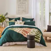 Washed Linen Look Dark Teal Quilt Cover Set [ESSBWLL19AG]