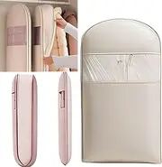 [Generic] Space Saving Hanging Garment Bag with Self Compression Zipper, Dust Cover Clothes Bags for Down Coat, Heavy Duty Garment Bag, Space Saver Closet Organizers, for Closet Storage(skin tone,L)