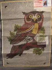 Vintage Mary Maxin Owl Latch Hook Rug Kit 2x3 Yarn Wise Old Owl Bucilla Org Box