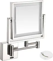 LED Lighted Makeup Mirror with Magnification,Double-Sided Vanity Mirror,360° Swivel Extendable Cosmetic Mirror - for BathroomNickel,Hardwired