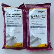 Stryker 2% Chlorhexidine Gluconate Cloths-- 6 pack (Lot Of 2 Packages)