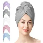 Microfiber Hair Towel Wrap Set: 5 Packs Turban Towel & Shower Cap for Women's