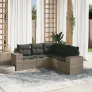 5 Piece Garden Sofa Set Grey Modular Outdoor Furniture Cushions Storage 54887