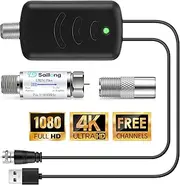 Saillong TV Antenna Amplifier Filter Kit, Antenna Signal Booster for TV Indoor, Low Noise/Clears Up Pixelated Amplifier with LTE Filter, High Gain Signal Booster, USB Powered