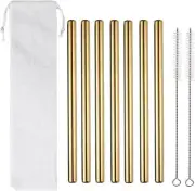 7 Pcs 8.5" Reusable Boba Drinking Straws 304 Stainless Steel Straws Set