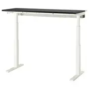 MITTZON desk sit/stand, electric black stained ash veneer/white, 140x60 cm