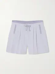 [PARADISED] PARADISED - Valley Pleated Cotton-twill And Ribbed Jersey Shorts - Lilac - x small x small Purple