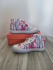 Size 10.5 Converse All Star High Top Multicolor, Pink Blue Paint Tie-Dye Sneaker