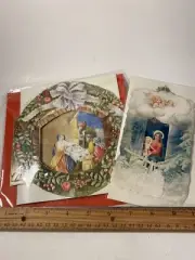 Christmas Card Nativity Manger Scenes Set Of 2 Fold Out 3D Pop Out High Quality