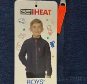 32 Degrees Heat Boy's Sherpa Lined Fleece Full Zip Jacket (MARINE NAVY S 7/8)NWT