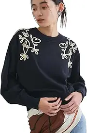[VIS] Bis BVM15120 Women's Knit Pullover, Leaf Cord Embroidery