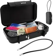 HOJLKLD Portable Safe Box, Combination Security Case LockBox with Code, Waterproof Anti-Theft Safety Lock Box with Removable Chain for Beach, Dorm, Personal Items Storage