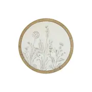 Darlin Wildflowers V1 Metal/Rattan Hanging Wall Art Round Home Decor 64x64cm