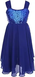 [Yruioon] Kids Girls Shiny Sequins Lace-up Back Ballet Dance Gymnastic Dress Skirted Leotard Ballerina Costume Dancewear