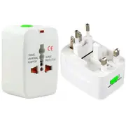 3PCS Plug Adapter, Universal EU US UK AU Travel AC Power Adaptor Plug(White)