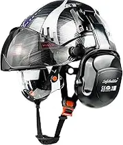 SAFEBUILDER Safety Helmet with Visor Ear Muffs Hard Hats Construction Head Protection Hardhats Hearing Protection ANSI Z89.1