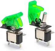 DJDLFA 10Pcs Auto car Boat Truck Illuminated Led Toggle Switch with Safety Plane Flip Up Protection Cover 12V20A(6)