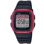 Casio W-96H-4A Red and Black 50m Dual Time Unisex Digital Sports Watch