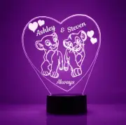 Lion King Personalized FREE LED Simba & Nala Night Light Lamp + Remote Control