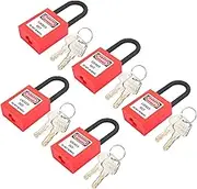 Lockout Padlock, Portable 38mm 5 Sets Lockout Lock for Industrial Site(red)