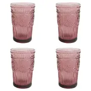 4x LVD Tall 12.5cm Glass Tumbler Drink Glassware Cocktail Barware Cup Pink