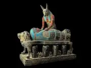 God Anubis Statue Mummifying King Tutankhamun Egyptian Antiques, Jackal Anubis