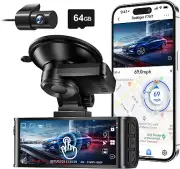 4K Dash Cam Front and Rear, Touch Screen 3.18 Inch, 64GB Card Included, Car Dash