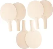6pcs DIY Craft Pong Paddle Unfinished Wood Rackets Padded Grip for Sports Games Memorabilia