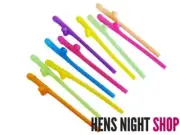 Hens Night Party Penis Pecker Willy Dicky Straws Mixed Colours x 10