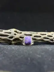 Handmade Native American Navajo charoite Sterling Silver Ring Size 7.25