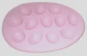 EASTER EGG SHAPED PLATTER ~ PINK ~ Holds 12 eggs~ Plastic ~ BPA Free