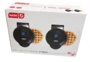 DASH- Mini Waffle Maker (2 Pack) for 4" Waffles/Black/ NonStick/Easy Clean/ NEW