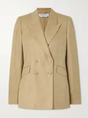 [Gabriela Hearst] Gabriela Hearst - Stephanie Double-breasted Wool, Silk And Linen-blend Blazer - Sand - IT46 IT 46 Neutrals