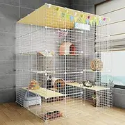 Cat Cage Playpen, Pet Cages for Cats, Large 2/3 Tier Cat Enclosures Cat Kennels, DIY Metal Wire Grid Cage, Large Exercise Place, Easy to Clean (Color : White D, Size : 58x58x71/147x147x179cm)