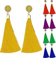 [LEVINE] Creative earrings,Creative Earrings，Earrings Ethnic Rose Flower Tassel Long Dangle Drop Women Stud Earrings Jewelry Gift (Colour Name : Sky Blue) (Sky Blue b) (Color : Red)