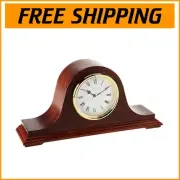 Annette I Chiming Mantel Clock in Mahogany with Adjustable Volume & Gold Accents
