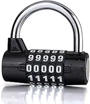 Maizoon Combination Lock 5 Digital Resettable Code Combo Durable Compact Easy to Set and Use Security Safe for Case Gym Locker Fence Toolbox Gate Hasp Storage Windows Black