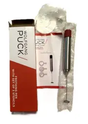 Wolfgang Puck Silver Frothing Stainless Steel Pen with Set of 3 Stencils