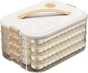 Dumpling Container - Cookie Freezer Containers | 4-Layer Large Cookie Carrier With Lid And Handle, Cookie Travel Containers With Time Recorder, Stackable Food Preservation Tray For Kitchen Refrigerato