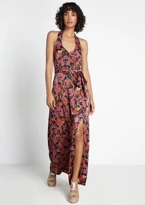 Anthropologie ModCloth We'll Meet Again Halter Dress Red Multi Women's Size 8